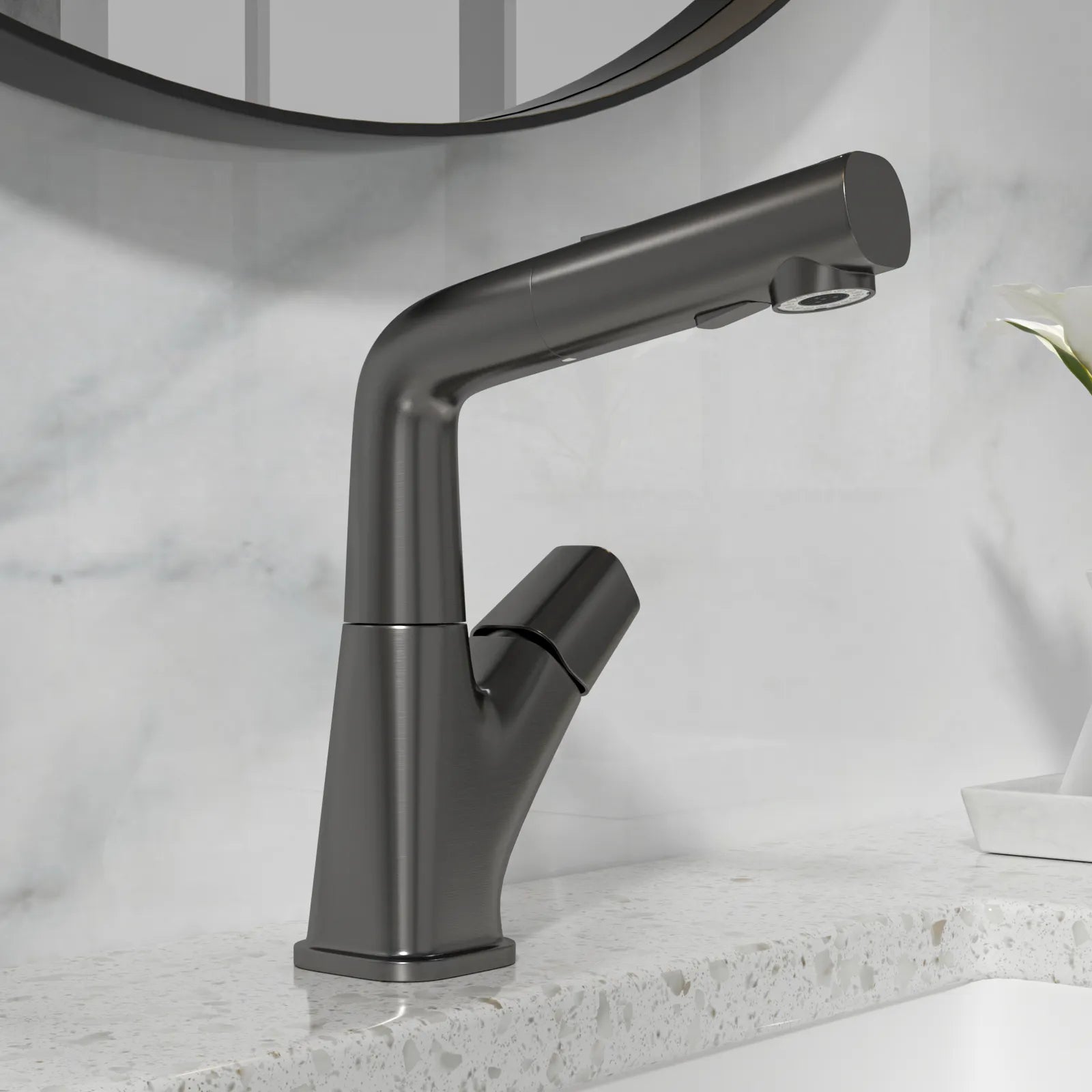 Sarlai 3 Modes 360° Rotating Pull Down Sprayer Stainless Steel Bathroom Faucet
