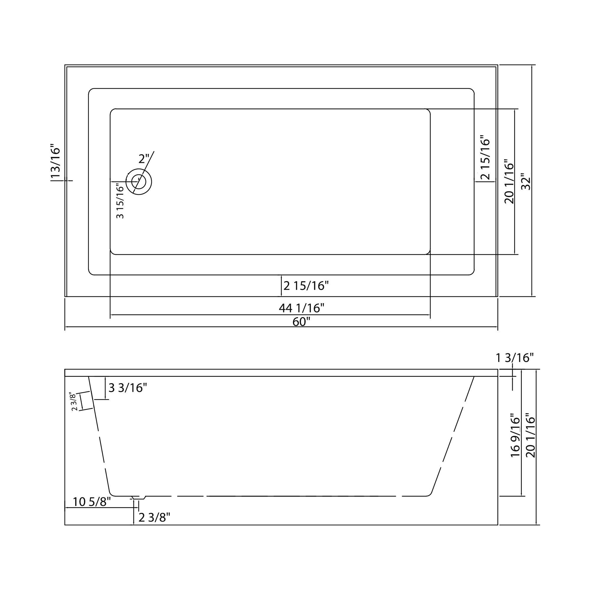 Sarlai 60'' x 32'' Acrylic Rectangular Apron Front Alcove Soaking Bathtub