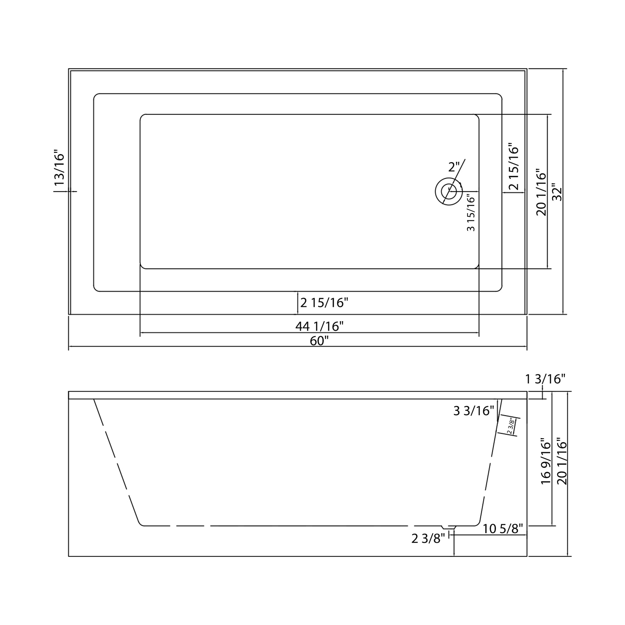 Sarlai 60'' x 32'' Acrylic Rectangular Apron Front Alcove Soaking Bathtub