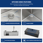 Sarlai 33'' x 22'' Stainless Steel Drop In Single Bowl Waterfall Workstation Kitchen Sink
