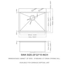 Sarlai 25'' x 22'' Stainless Steel Single Bowl Topmount Kitchen Workstation Sink
