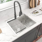 Sarlai 25'' x 22'' Stainless Steel Single Bowl Topmount Kitchen Workstation Sink