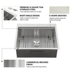 Sarlai 25'' x 22'' Stainless Steel Single Bowl Topmount Kitchen Workstation Sink