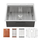 Sarlai 25'' Single Bowl Topmount Stainless Steel Workstation Kitchen Sink