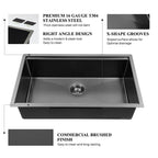 Sarlai 28'' Stainless Steel Undermount Gunmetal Black Kitchen Sink