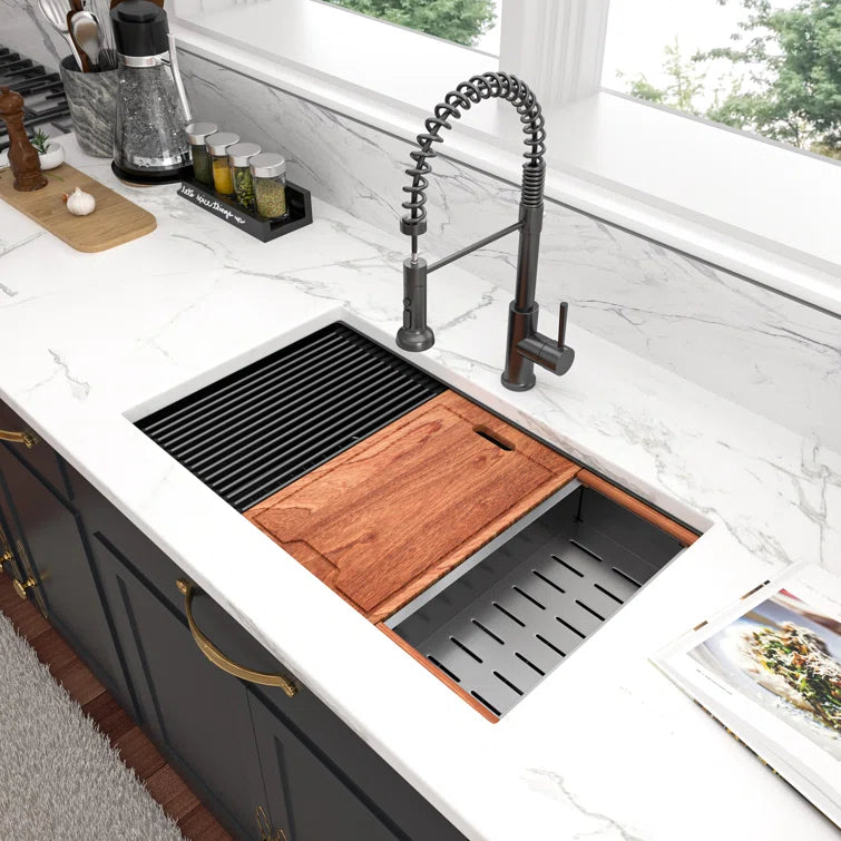 Sarlai 28'' Stainless Steel Undermount Gunmetal Black Kitchen Sink Secondary image