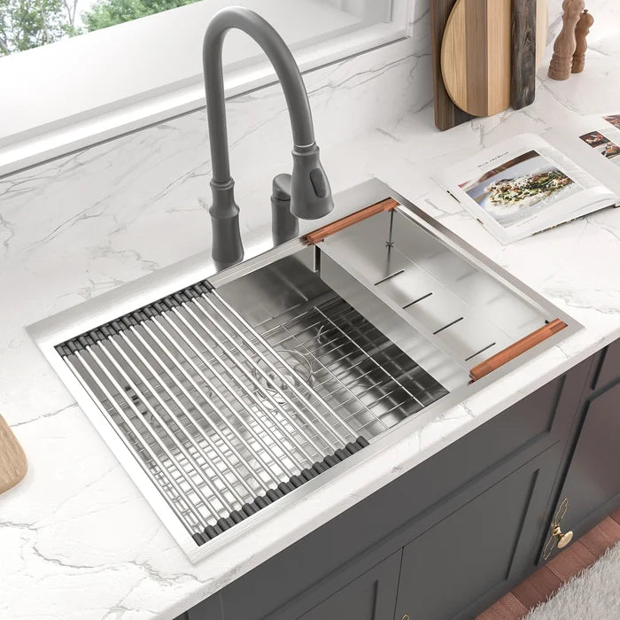 Sarlai 28 ''x 22'' Stainless Steel Drop-In Single Bowl Workstation Kitchen Sink