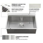 Sarlai 28 ''x 22'' Stainless Steel Drop-In Single Bowl Workstation Kitchen Sink