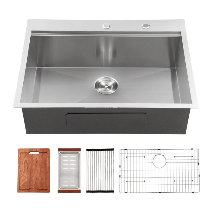 Sarlai 28 ''x 22'' Stainless Steel Drop-In Single Bowl Workstation Kitchen Sink Main image