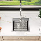 Sarlai 15''x15'' Drop In Workstation Bar Sink 16 Gauge SUS304 Stainless Steel Single Bowl Topmount Prep Sink with Accessories