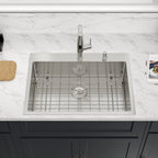 Sarlai 33'' x 22'' Drop In Workstation Kitchen Sink Single Bowl 16 Gauge SUS304 Stainless Steel Topmount Sink with Pull Out Faucet