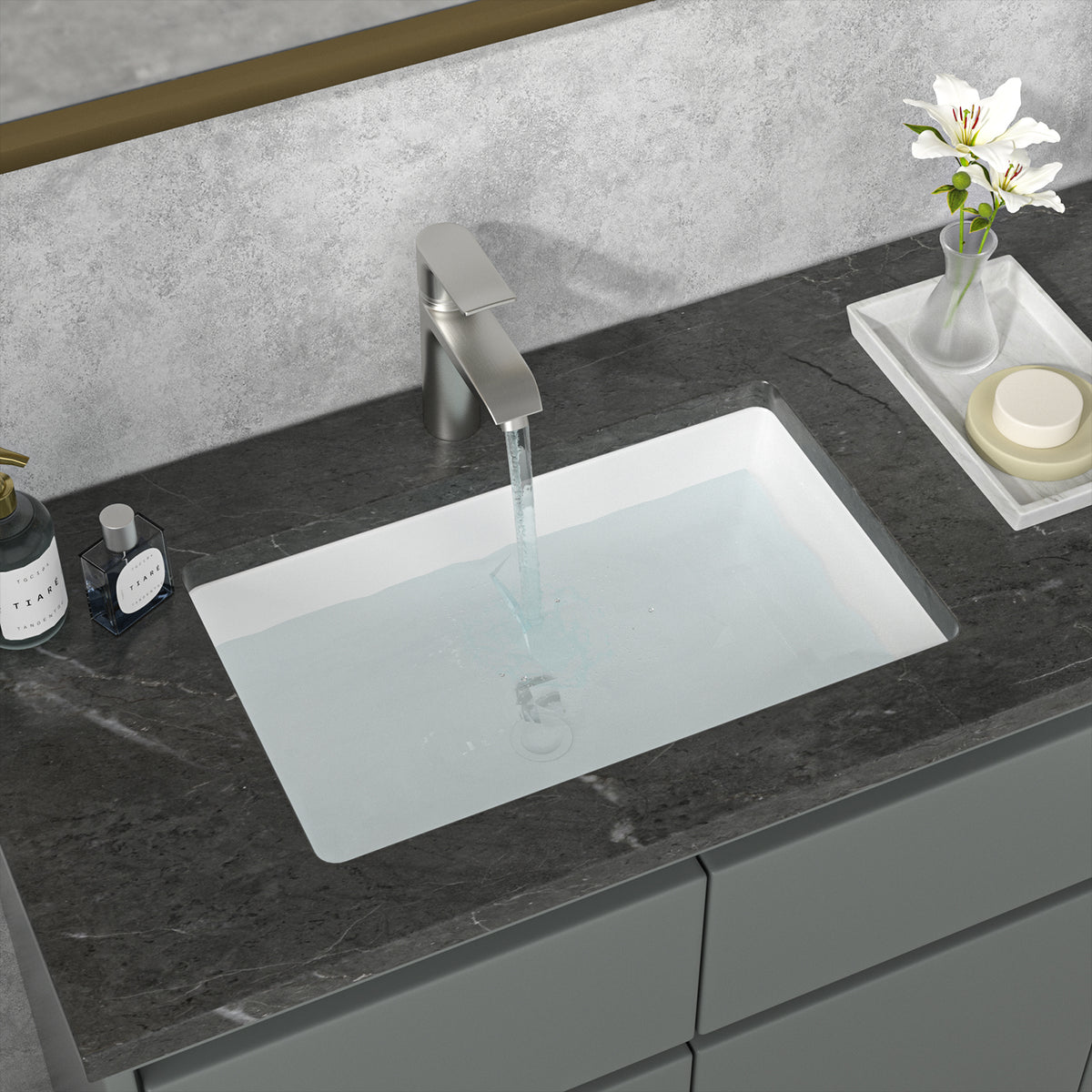 Sarlai 21''x13''Rectangular White Porcelain Undermount Bathroom Sink
