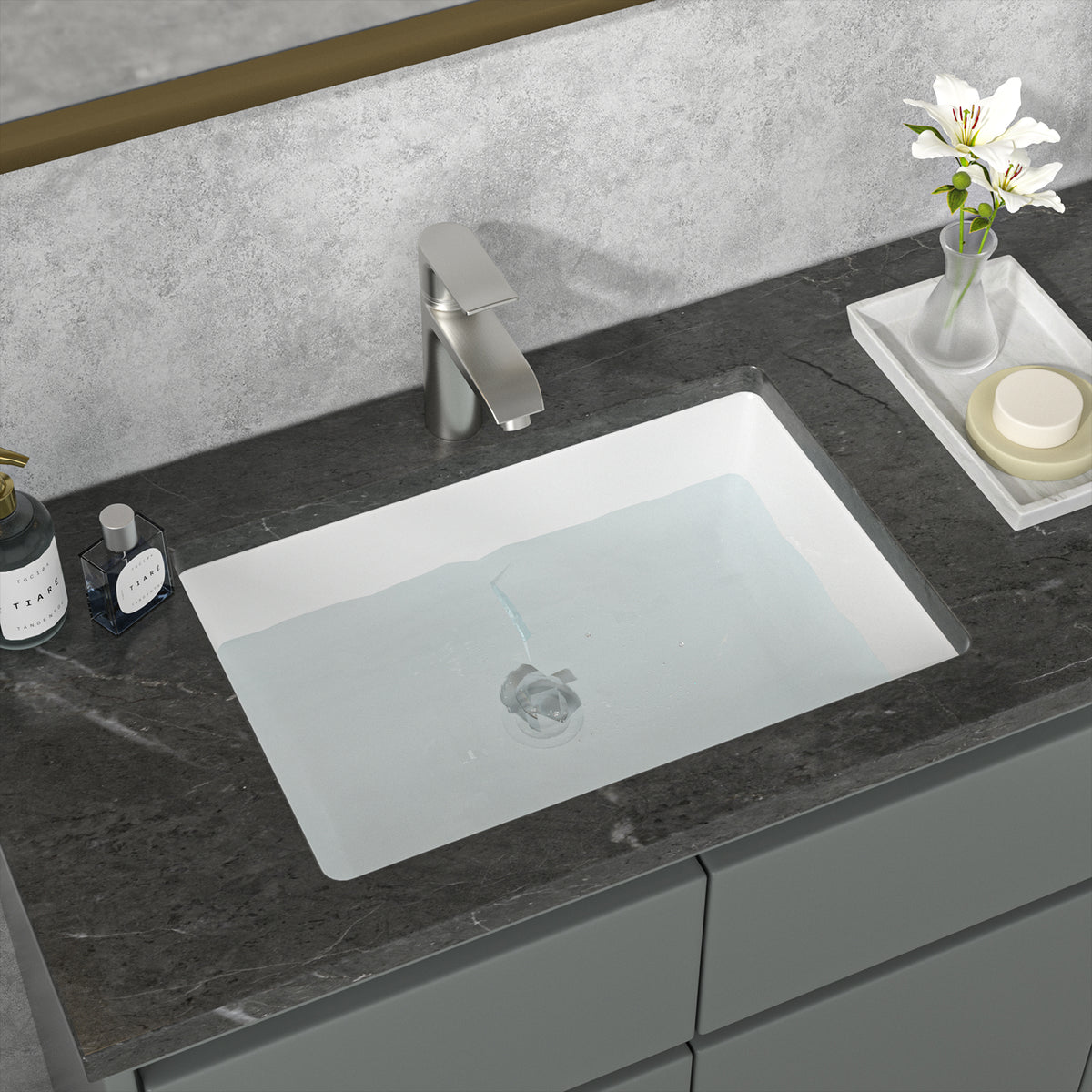 Sarlai 22''Rectangular White Porcelain Undermount Bathroom Sink