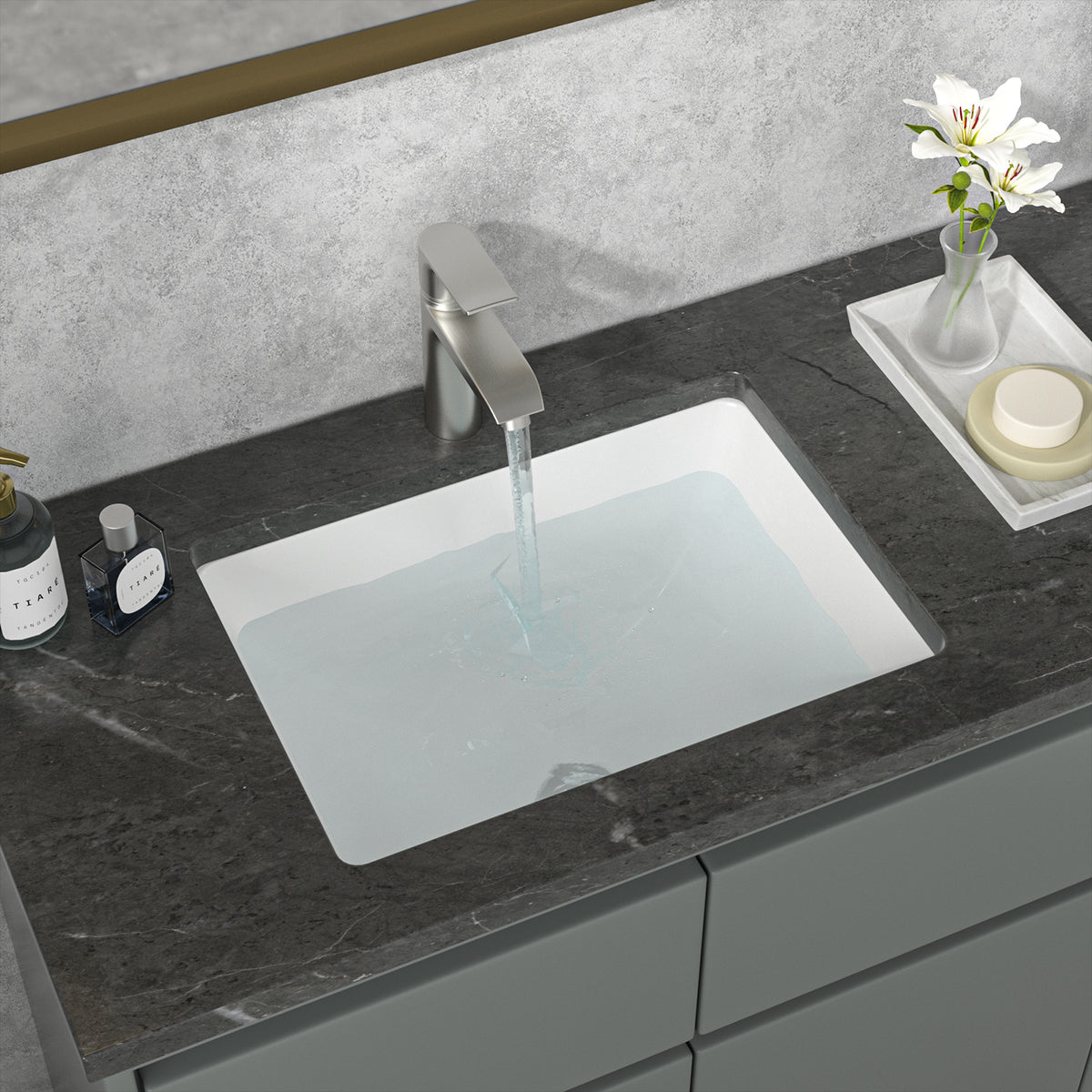 Sarlai 20''x15'' Rectangular White Porcelain Undermount Bathroom Sink