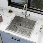 Sarlai 22'' Drop-In Laundry & Utility Kitchen Sink - 16 Gauge T304 Stainless Steel 22'' x 22'' x 12''