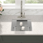 Sarlai 21'' White Quartz Composite Undermount Workstation Kitchen Sink Small Bar Prep