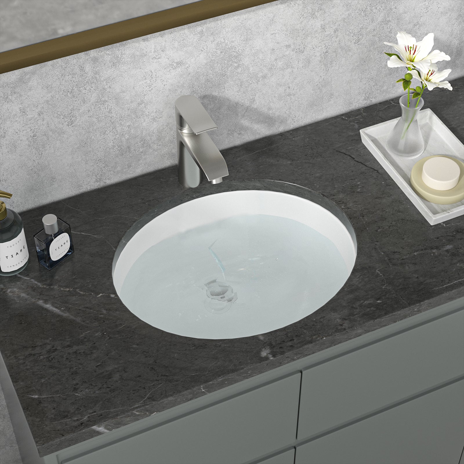 Sarlai 18''Oval White Ceramic Undermount Bathroom Sink Secondary image