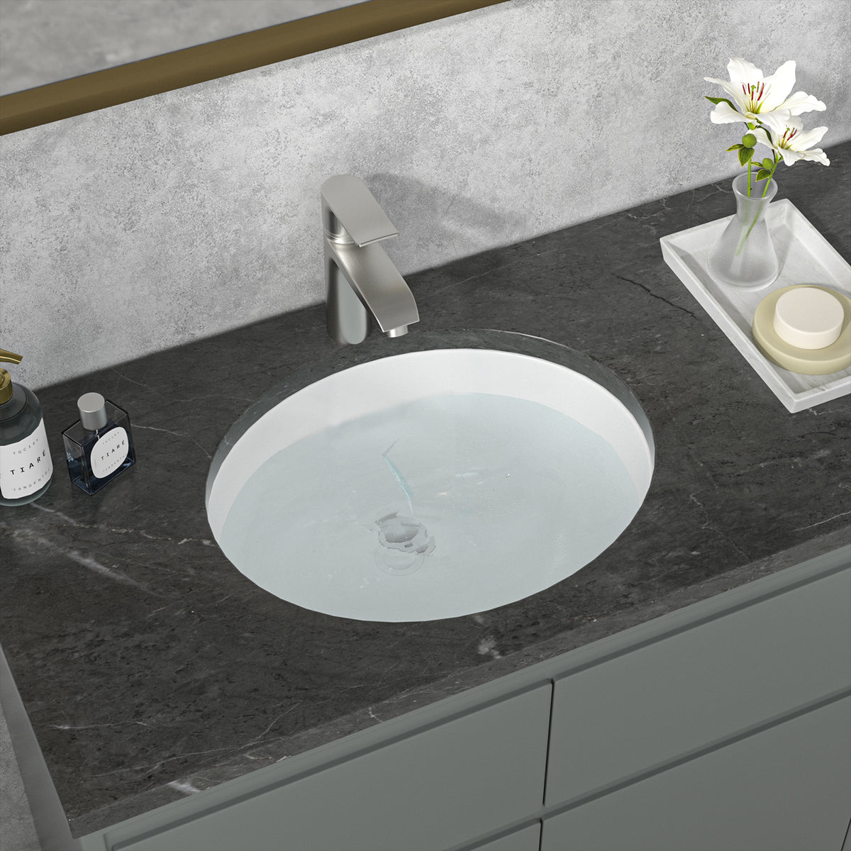 Sarlai 18''Oval White Ceramic Undermount Bathroom Sink
