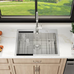Sarlai 30''x22''Drop In Workstation Kitchen Sink 16 Gauge SUS304 Stainless Steel Single Bowl Topmount Sink with Accessories
