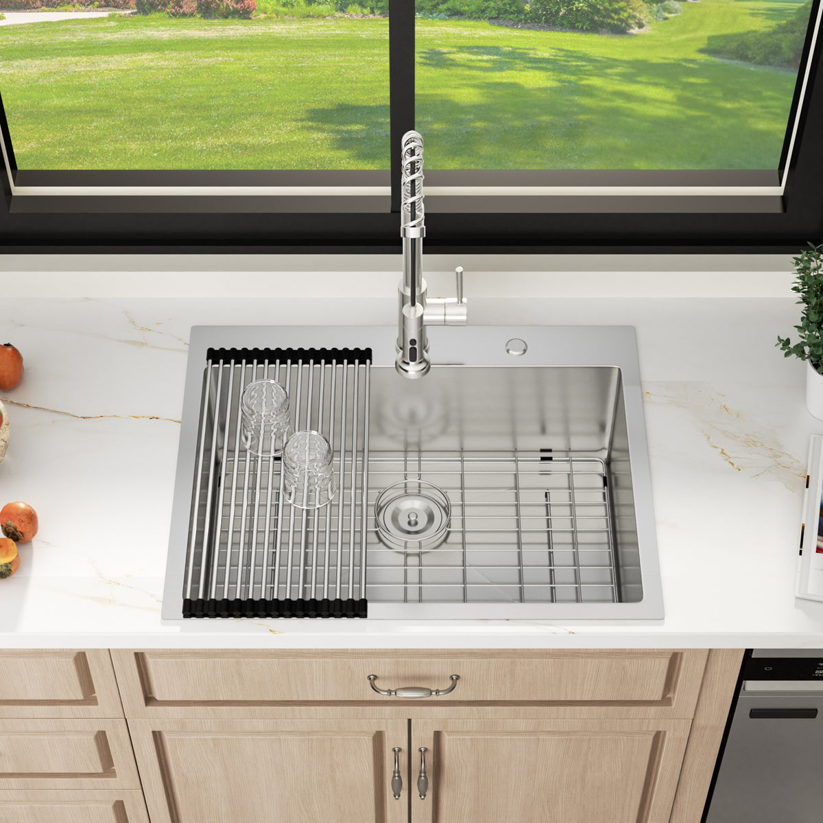 Sarlai 30''x22''Drop In Workstation Kitchen Sink 16 Gauge SUS304 Stainless Steel Single Bowl Topmount Sink with Accessories