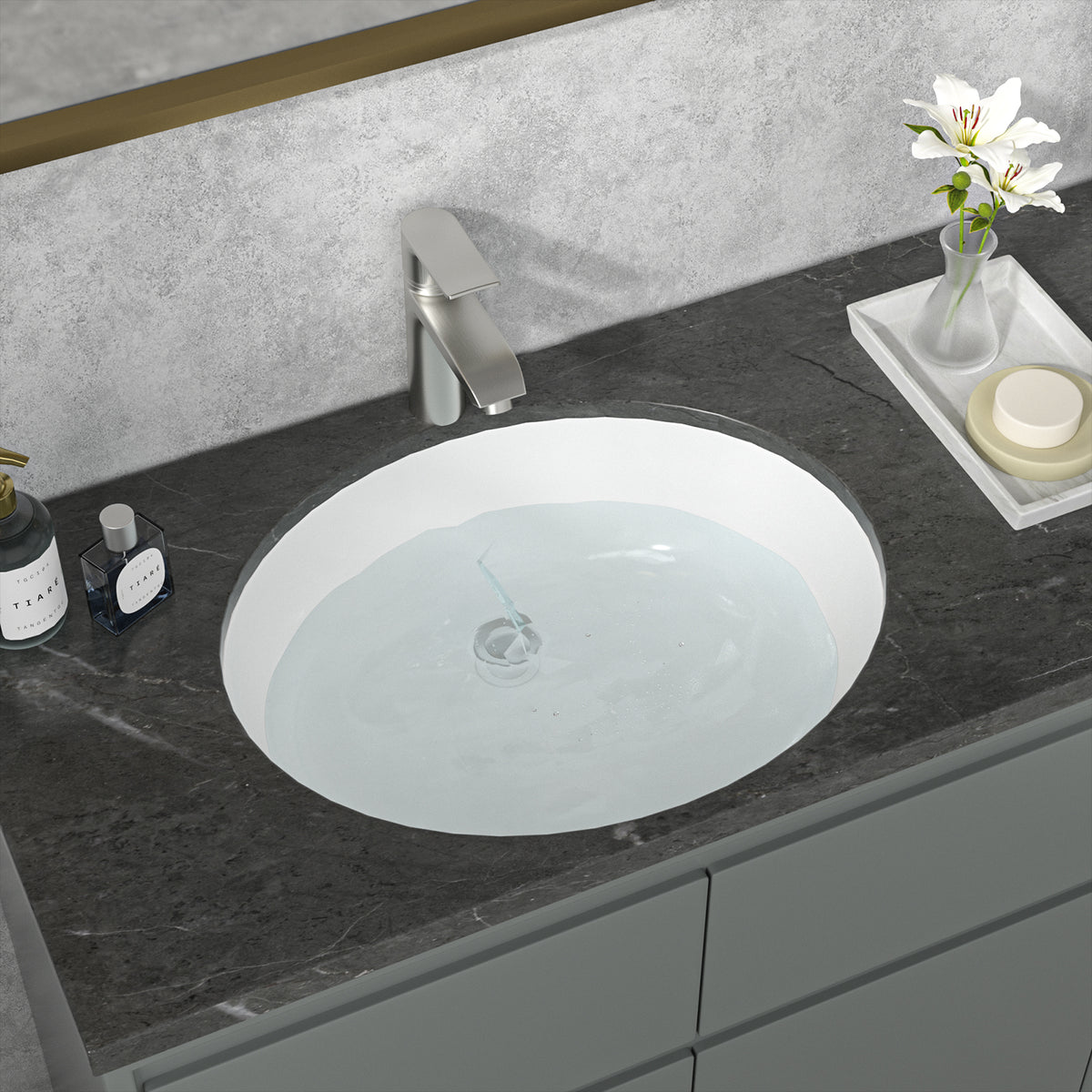 Sarlai 19''x16''Oval Undermount Bathroom Sink White Ceramic Sink With Overflow