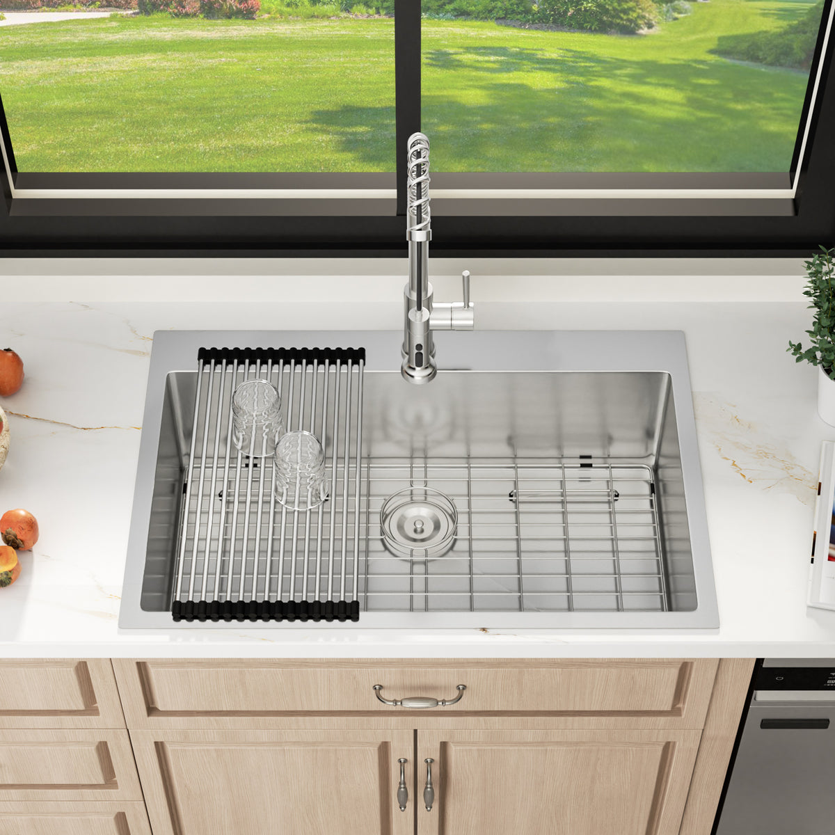 Sarlai 33''x22'' Drop In Kitchen Sink Single Bowl 16 Gauge SUS304 Stainless Steel Topmount Kitchen Sink
