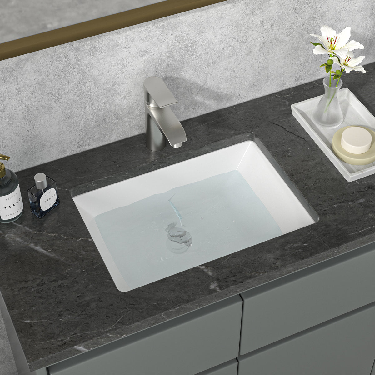 Sarlai 18.5''Rectangular White Ceramic Undermount Bathroom Sink