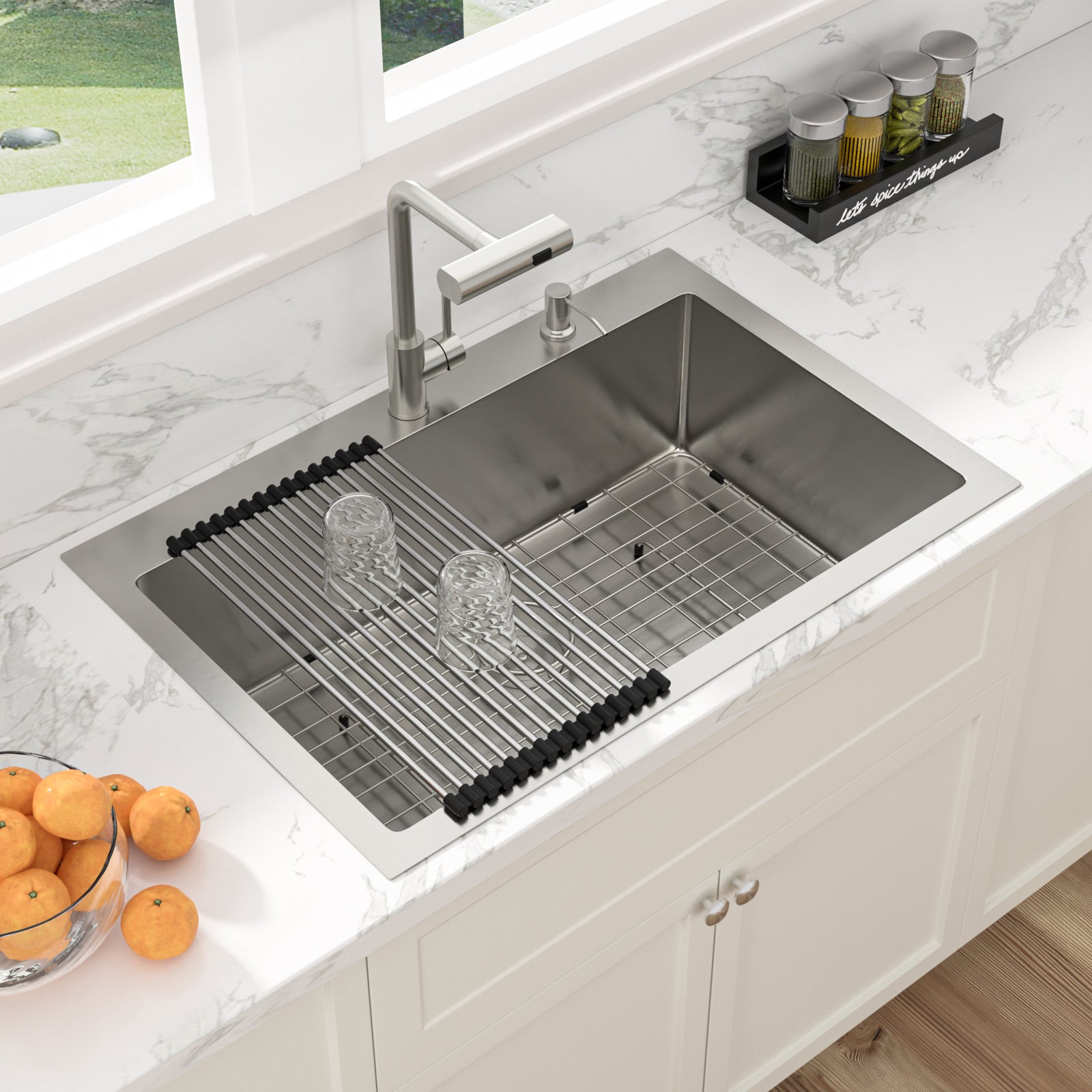Sarlai 33'' Drop In Workstation Kitchen Sink 16 Gauge SUS304 Stainless Steel Single Bowl Topmount Kitchen Sink Secondary image