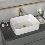 Sarlai 19'' x 15'' White Ceramic Rectangle Countertop Vessel Bathroom Sink