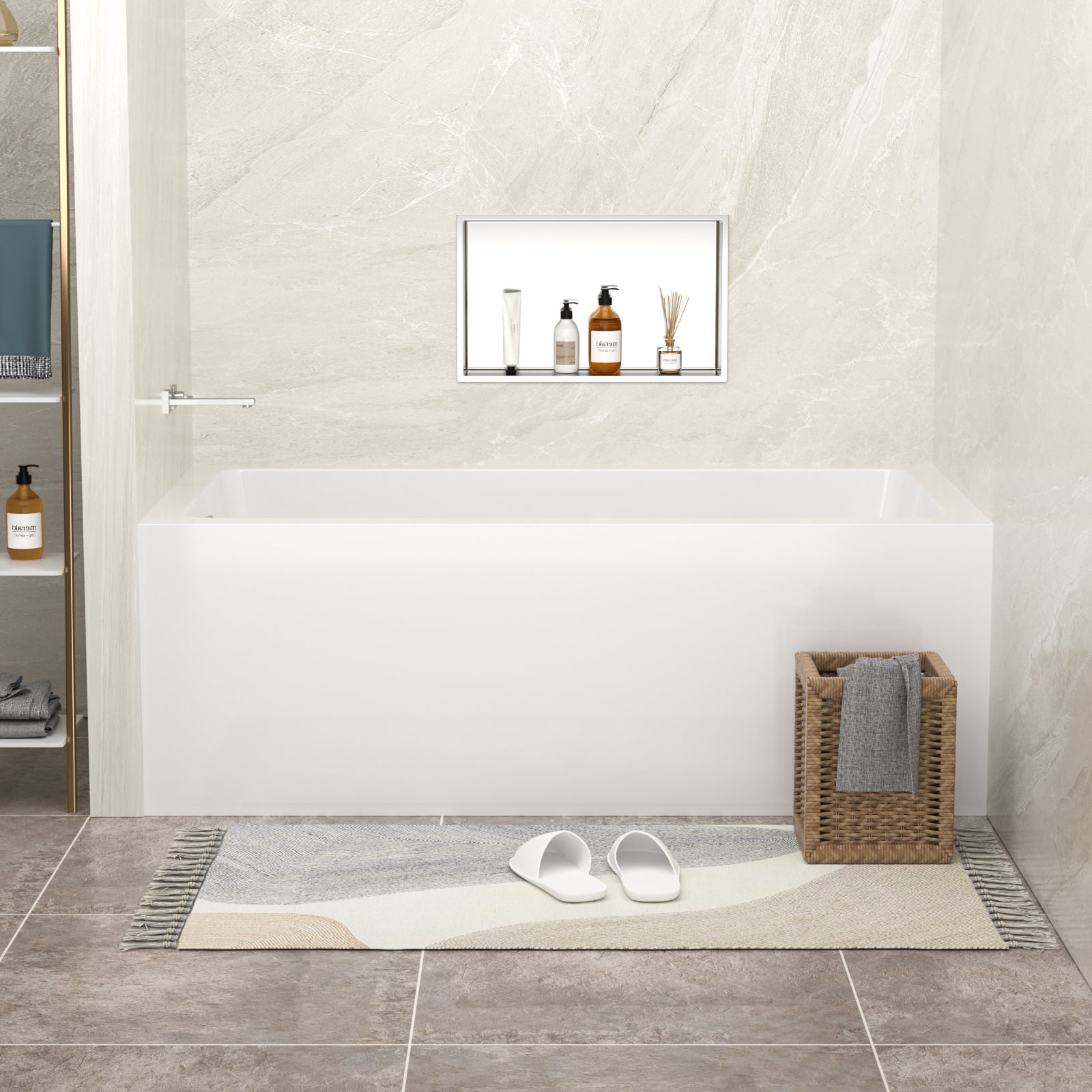 Sarlai 60'' x 32'' Acrylic Rectangular Apron Front Alcove Soaking Bathtub