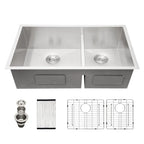 Sarlai 33'' x 19'' Stainless Steel Double Bowl Low Divide Undermount Kitchen Sink