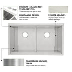 Sarlai 33'' x 19'' Stainless Steel Double Bowl Low Divide Undermount Workstation Kitchen Sink
