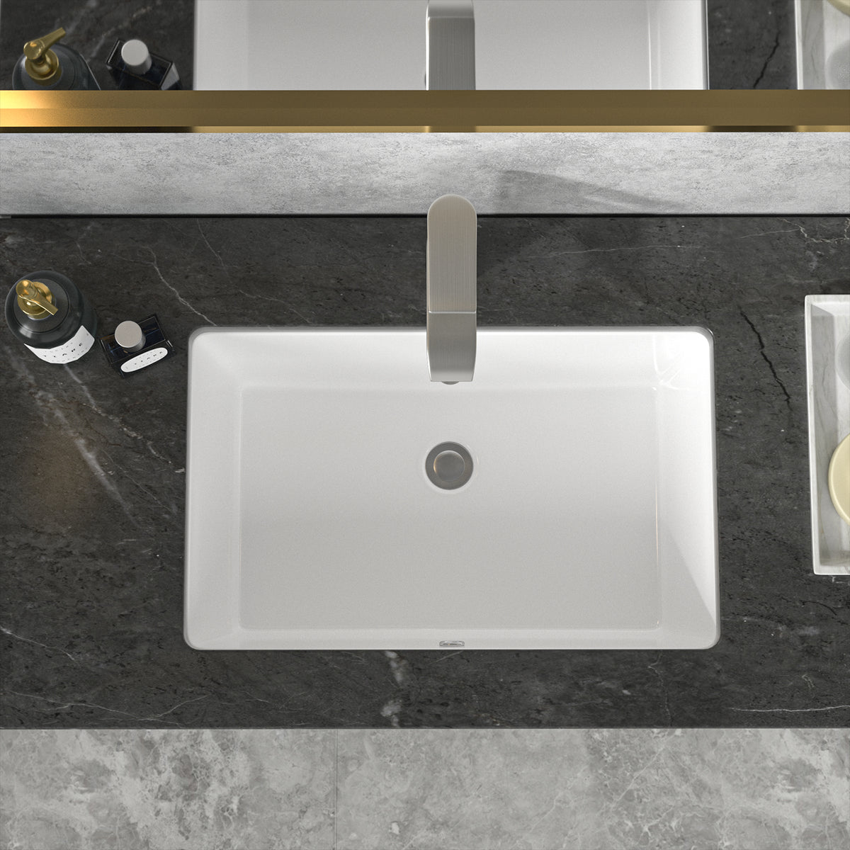 Sarlai 21''x13''Rectangular White Porcelain Undermount Bathroom Sink