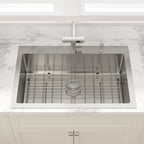 Sarlai 33'' Drop In Workstation Kitchen Sink 16 Gauge SUS304 Stainless Steel Single Bowl Topmount Kitchen Sink