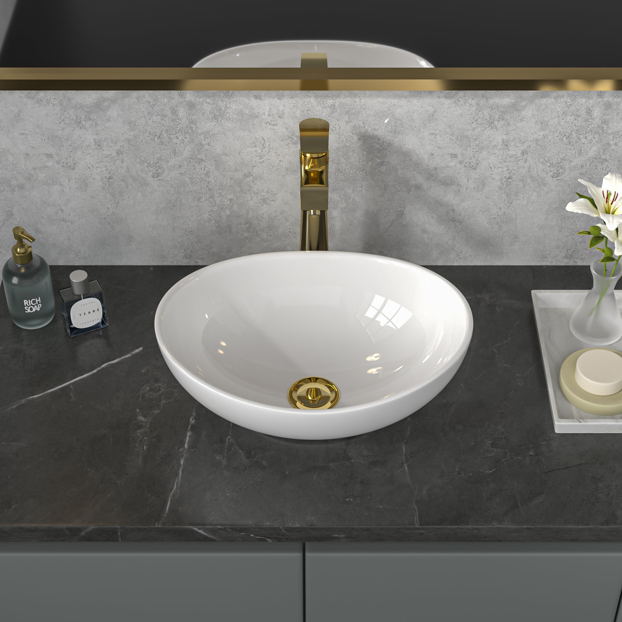 Sarlai 16''Oval White Ceramic Vessel Sink Above Counter Bathroom Sink Secondary image
