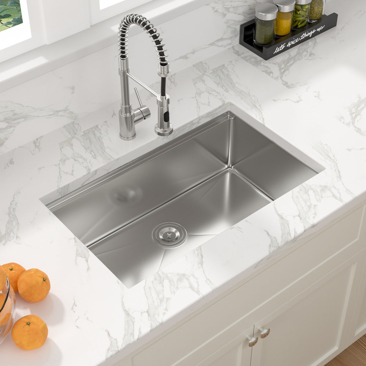 Sarlai 33 Inch Undermount Workstation Kitchen Sink 16 Gauge T304 Stainless Steel Single Bowl Sink