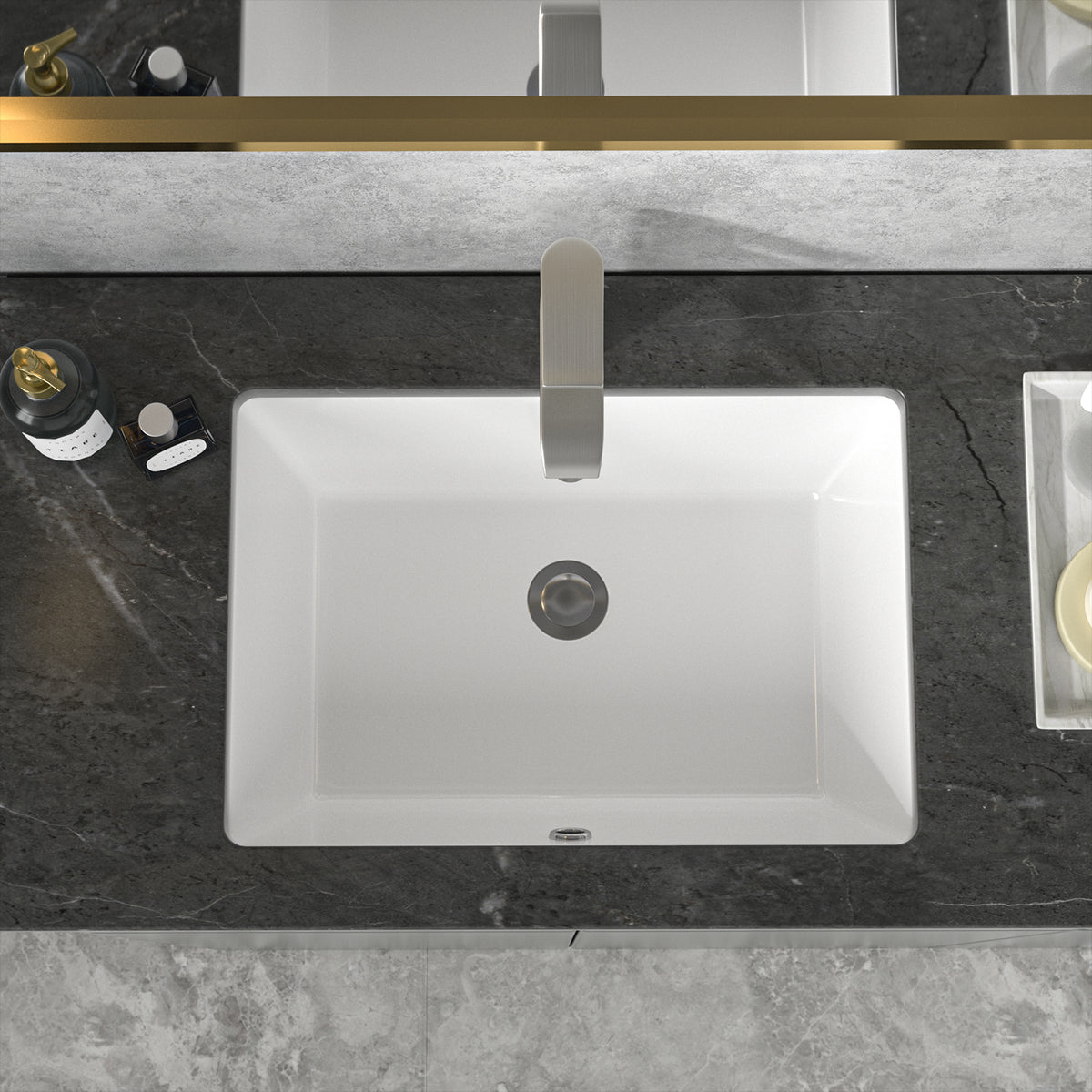 Sarlai 22''Rectangular White Porcelain Undermount Bathroom Sink