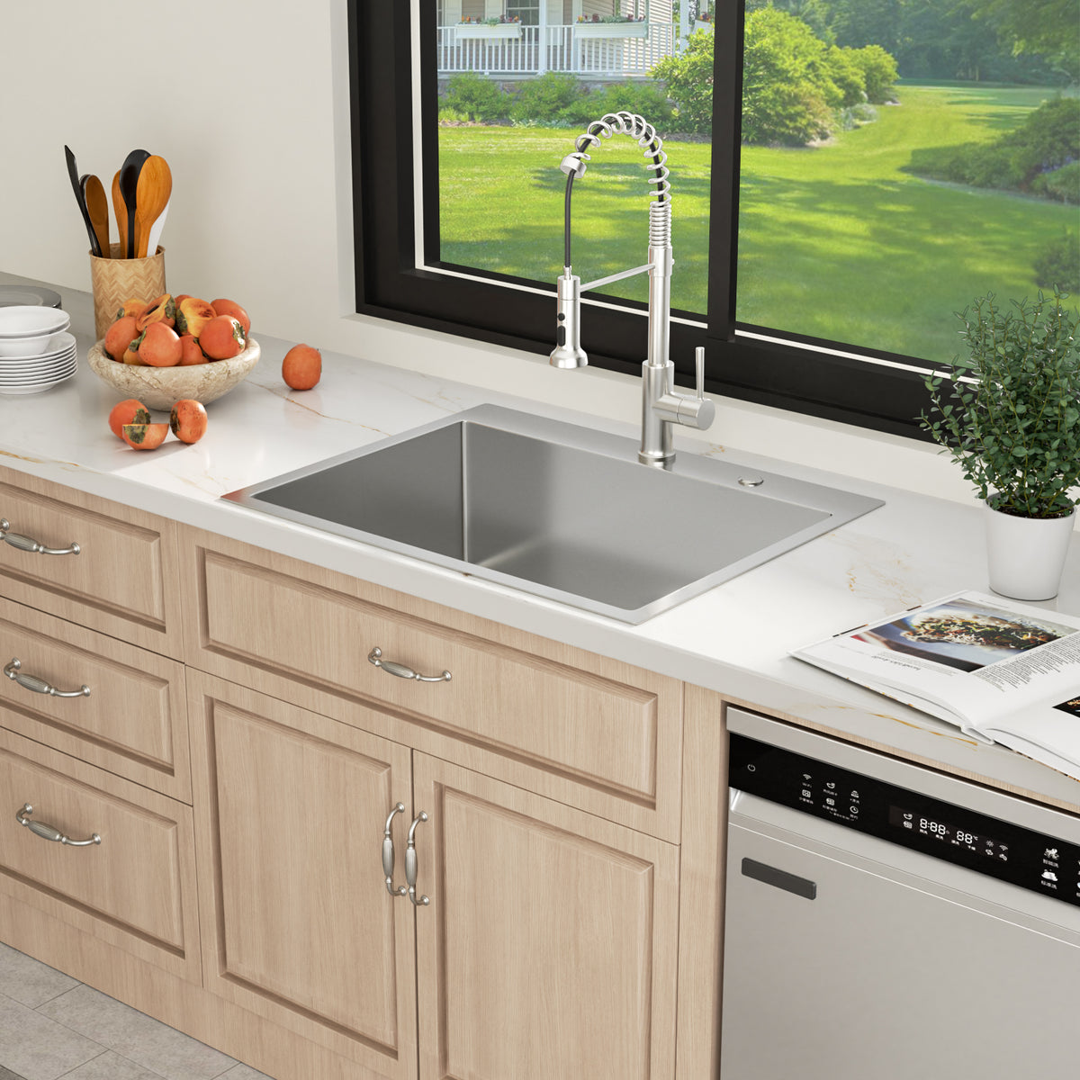Sarlai 30''x22''Drop In Workstation Kitchen Sink 16 Gauge SUS304 Stainless Steel Single Bowl Topmount Sink with Accessories