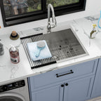 Sarlai 22'' Drop-In Laundry & Utility Kitchen Sink - 16 Gauge T304 Stainless Steel 22'' x 22'' x 12''