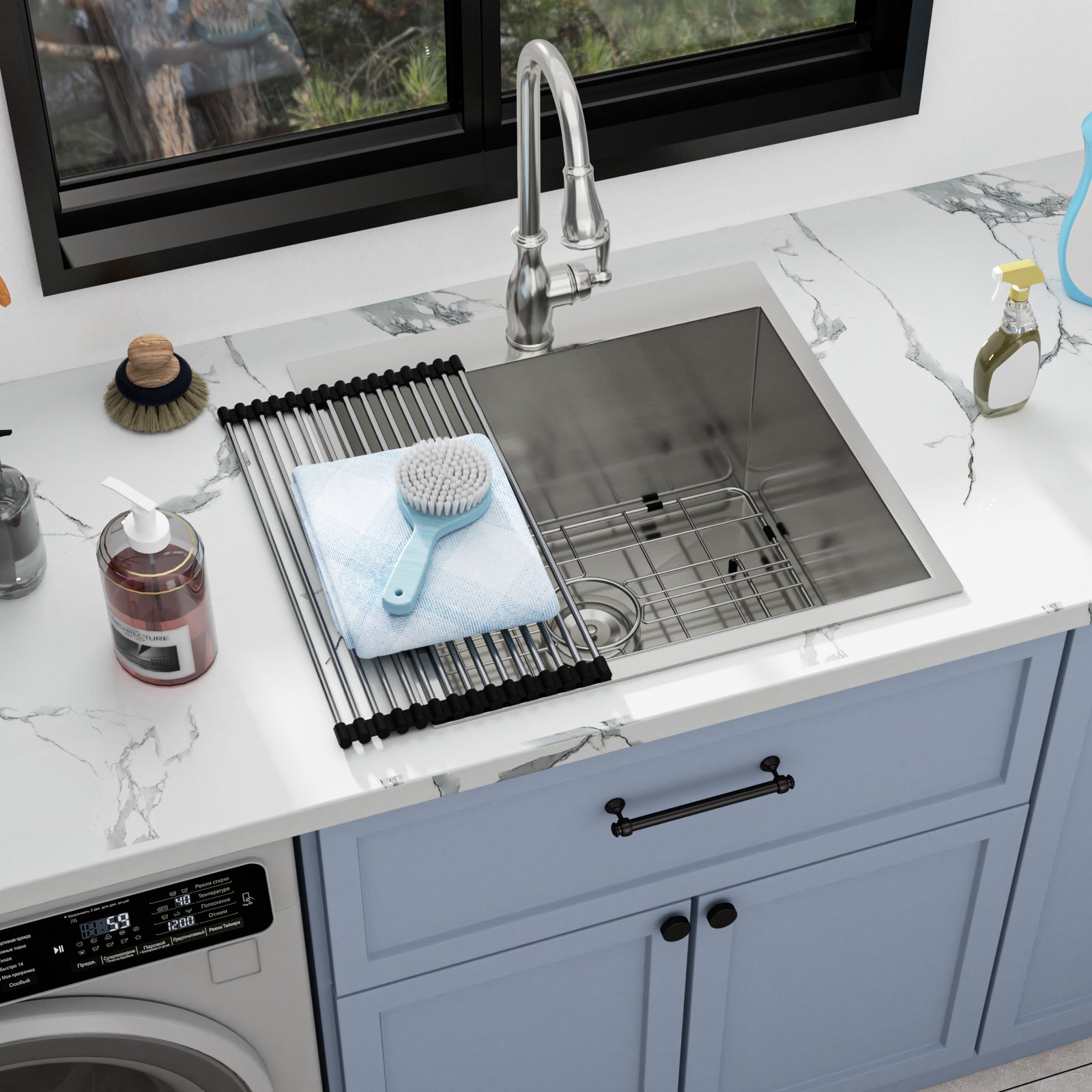Sarlai 22'' Drop-In Laundry & Utility Kitchen Sink - 16 Gauge T304 Stainless Steel 22'' x 22'' x 12''