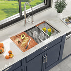 Sarlai 33'' Undermount Kitchen Sink - 60/40 Double Bowl Workstation with Low Divide