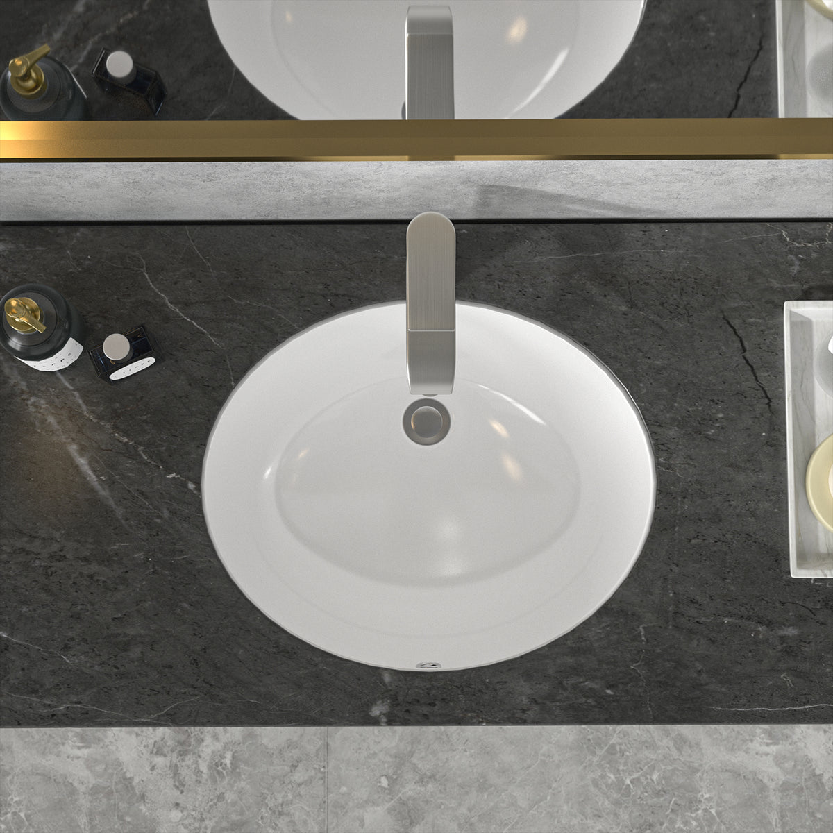 Sarlai 18''Oval White Ceramic Undermount Bathroom Sink