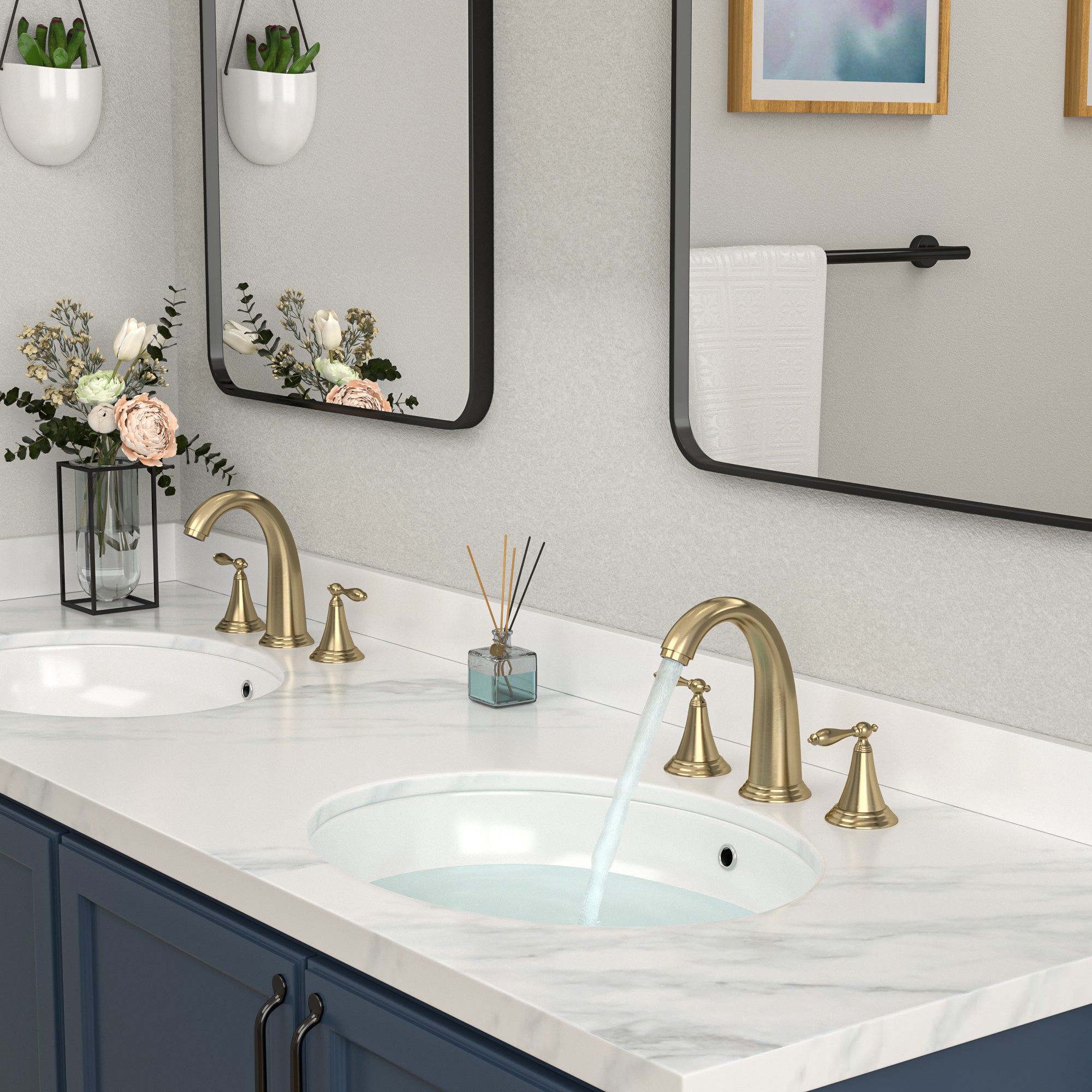 Sarlai 3-Hole 2-Handle Brass Bathroom Sink Faucet