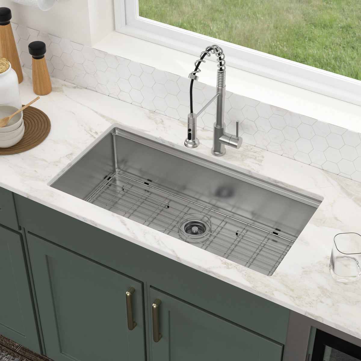 Sarlai 36''x 19''Stainless Steel Undermount Single Bowl Workstation Step Kitchen Sink