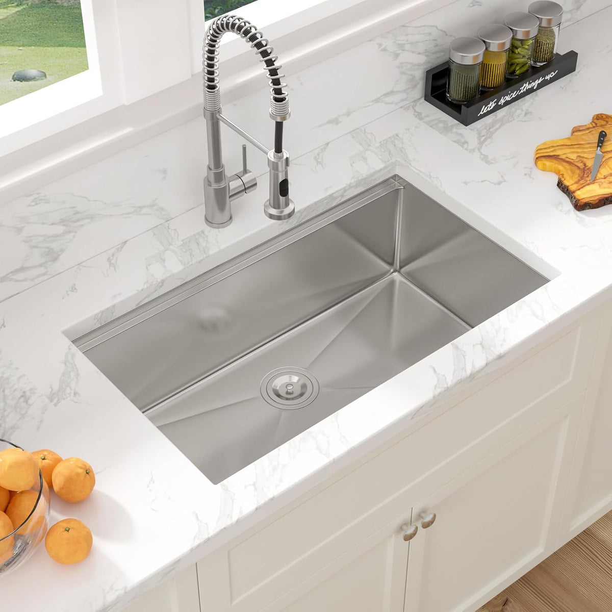 Sarlai 36 Inch Undermount Workstation Kitchen Sink 16 Gauge T304 Stainless Steel Single Bowl Sink Main image