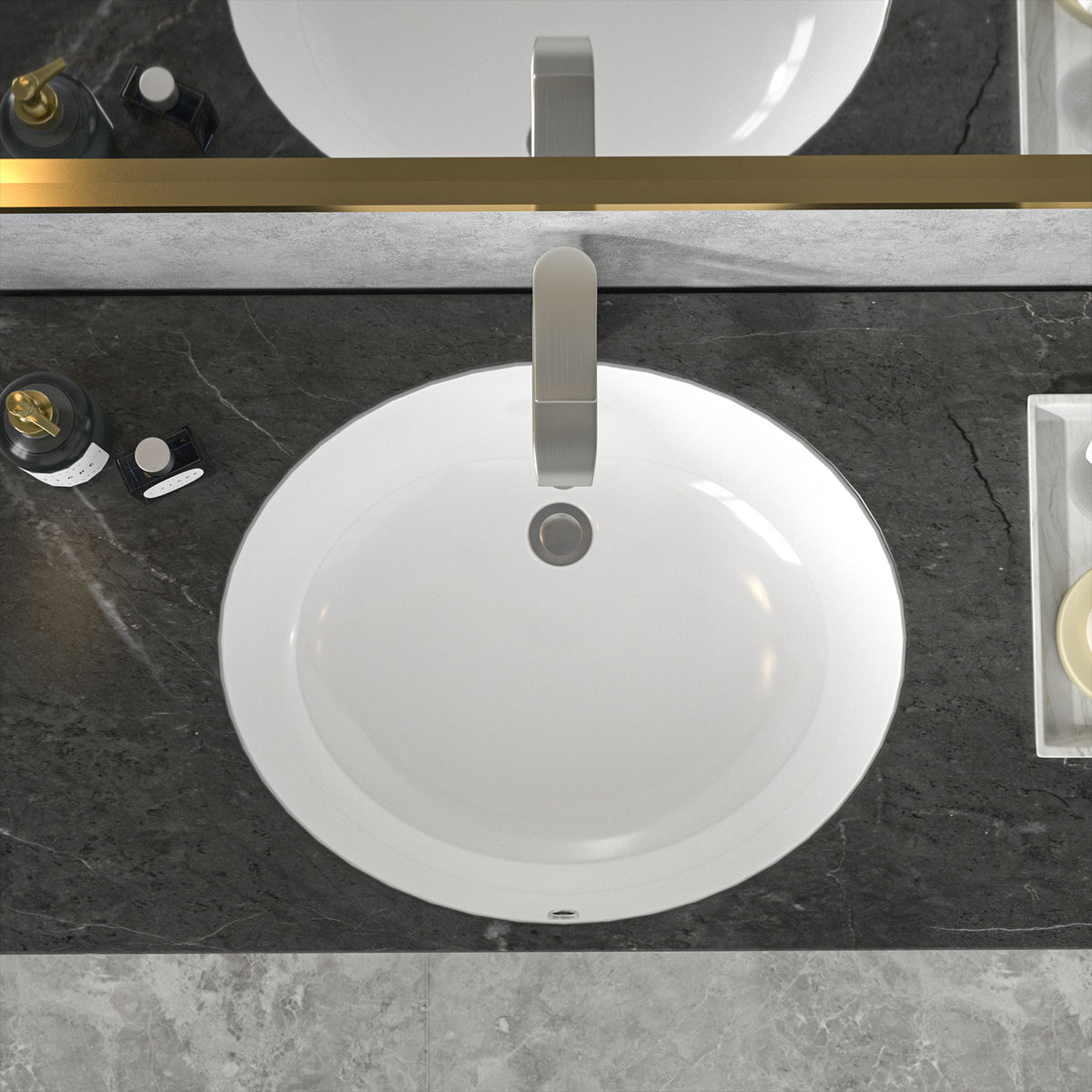Sarlai 19''x16''Oval Undermount Bathroom Sink White Ceramic Sink With Overflow