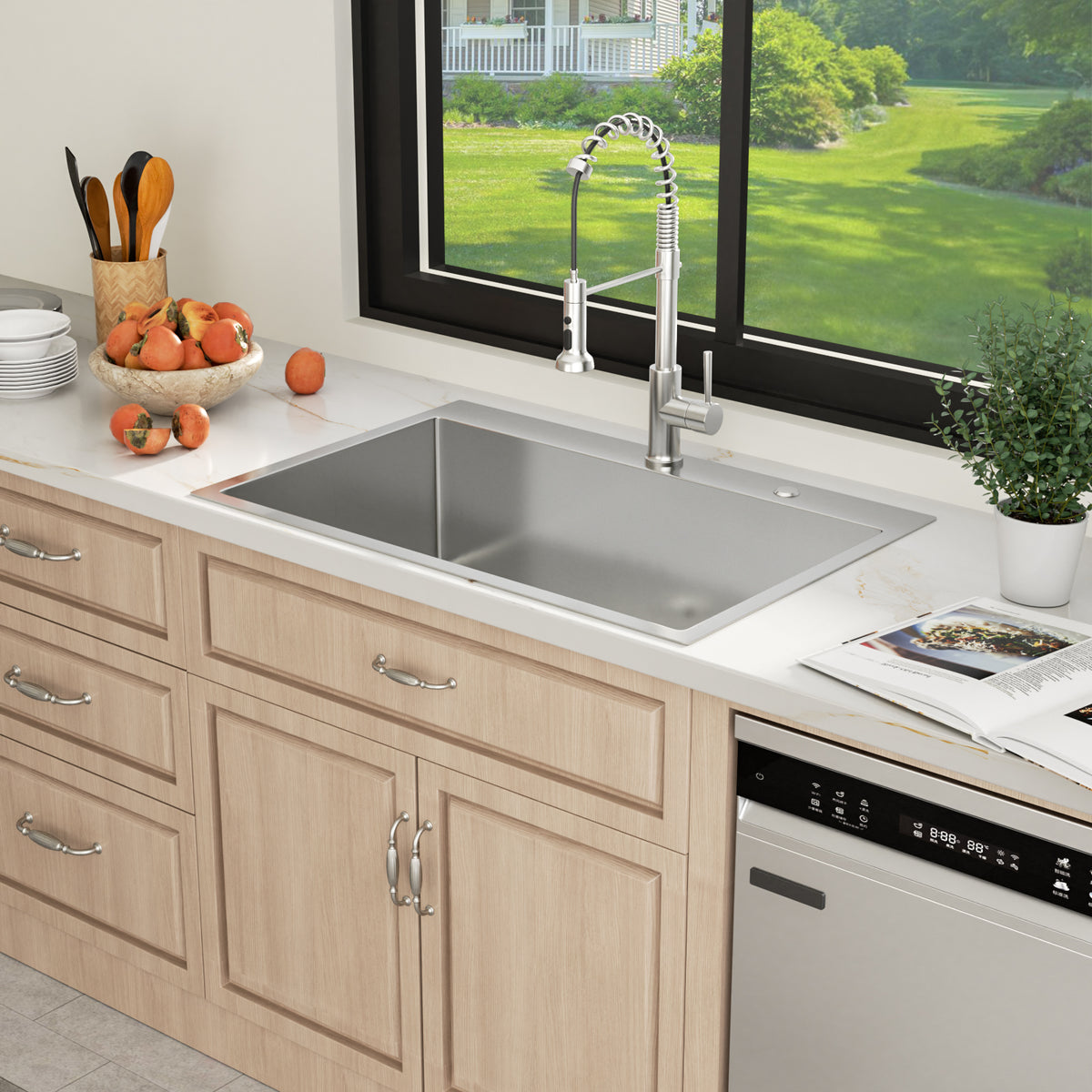 Sarlai 33''x22''Drop In Workstation Kitchen Sink 16 Gauge SUS304 Stainless Steel Single Bowl Topmount Sink with Accessories