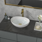 Oval Vessel Sink - Sarlai 16''x13'' Bathroom Sink Oval Shape Above Counter White Porcelain Ceramic Bathroom Vessel Vanity Sink Art Basin