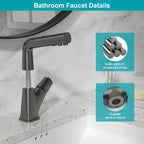 Sarlai 3 Modes 360° Rotating Pull Down Sprayer Stainless Steel Bathroom Faucet