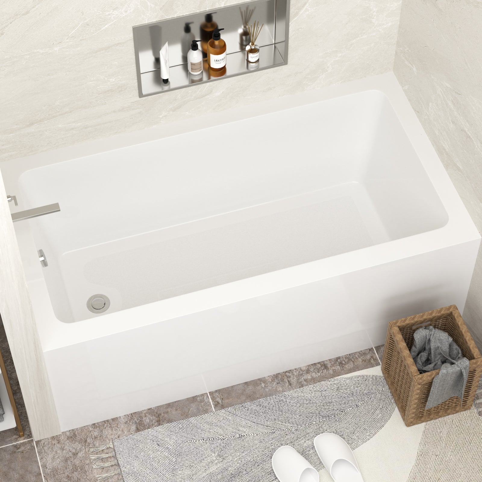 Sarlai 60'' x 32'' Acrylic Rectangular Apron Front Alcove Soaking Bathtub